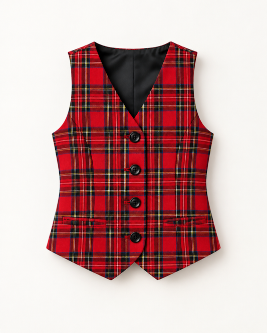 Colete Unissexo Em Tartan Escocês