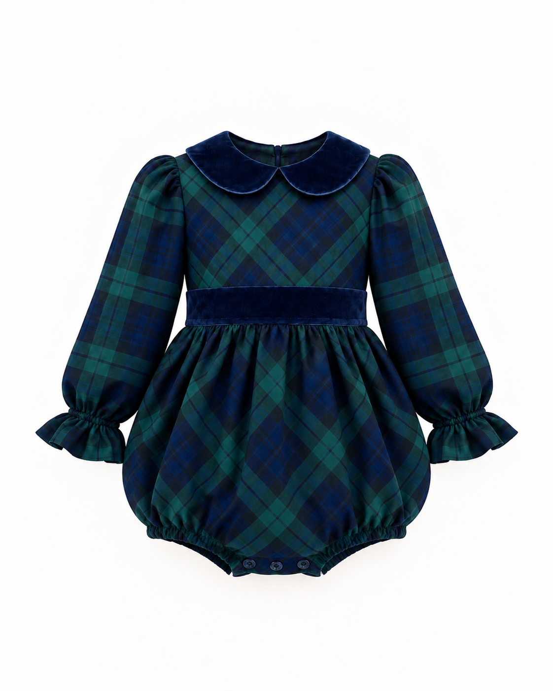 Fofo Em Tartan Azul E Verde Com Detalhes de Veludo