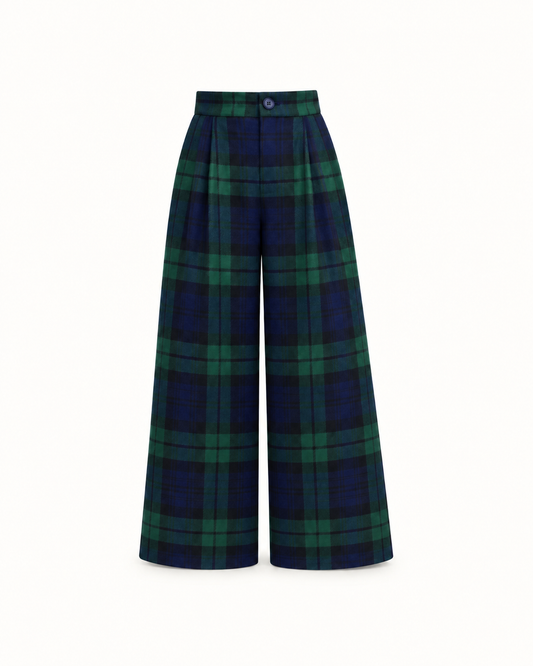Calças Pantalonas Em Tartan Escocês Para Menina