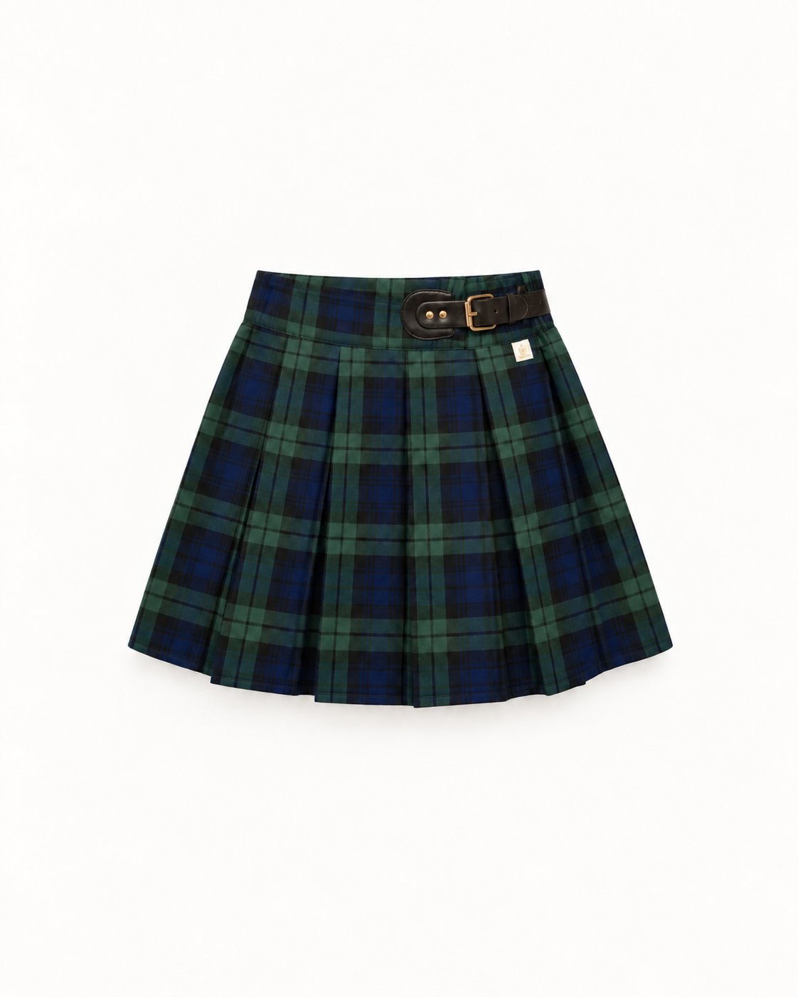 Saia De Tartan Escocês Com Folhos E Detalhe Em Couro
