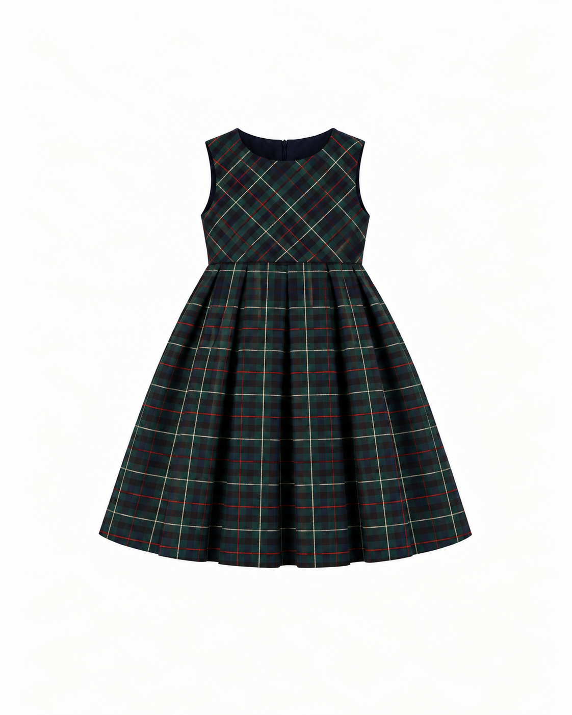 Vestido Em Tartan Escocês Sem Mangas Com Fecho Nas Costas