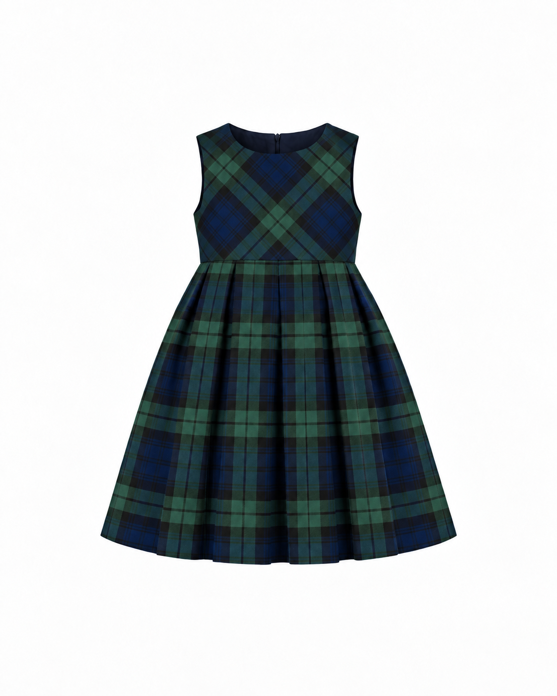 Vestido Em Tartan Escocês Sem Mangas Com Fecho Nas Costas