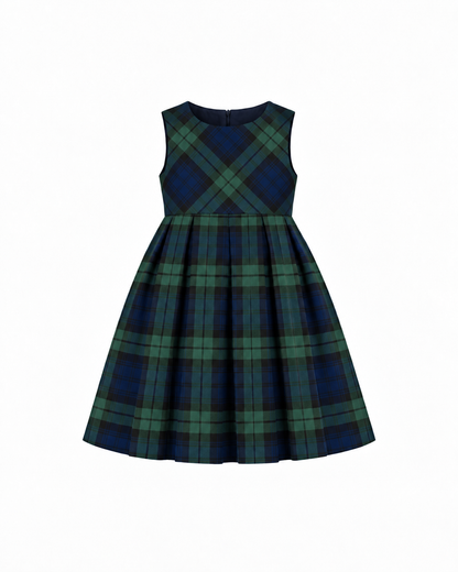 Vestido Em Tartan Escocês Sem Mangas Com Fecho Nas Costas
