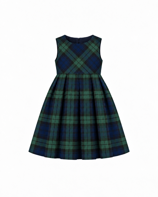 Vestido Em Tartan Escocês Sem Mangas Com Fecho Nas Costas