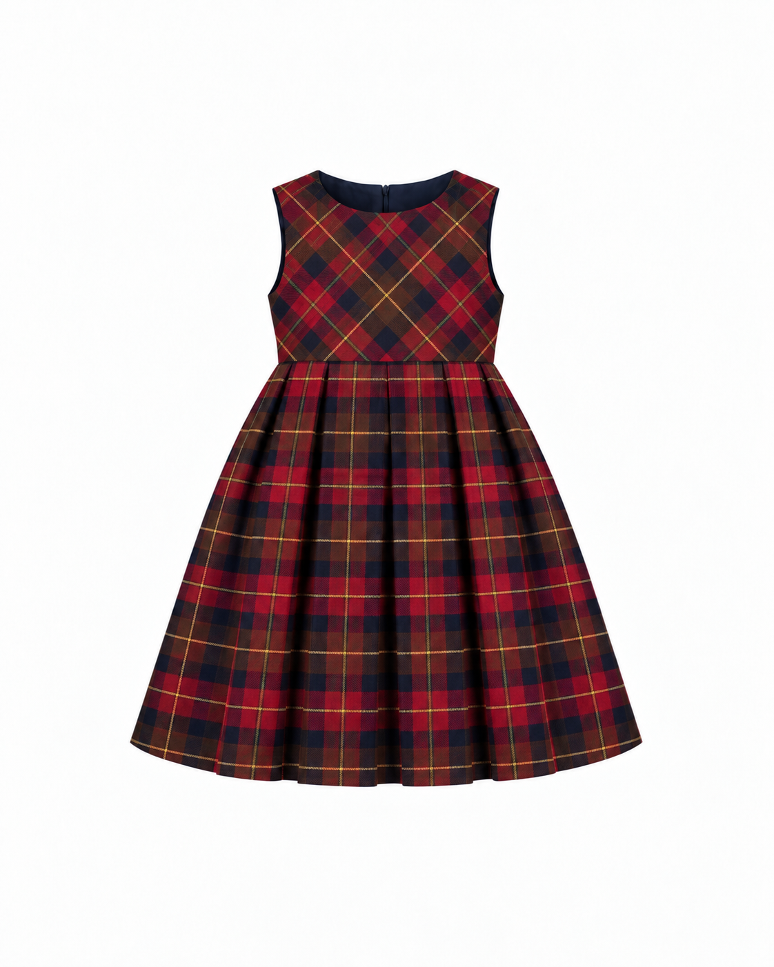 Vestido Em Tartan Escocês Sem Mangas Com Fecho Nas Costas