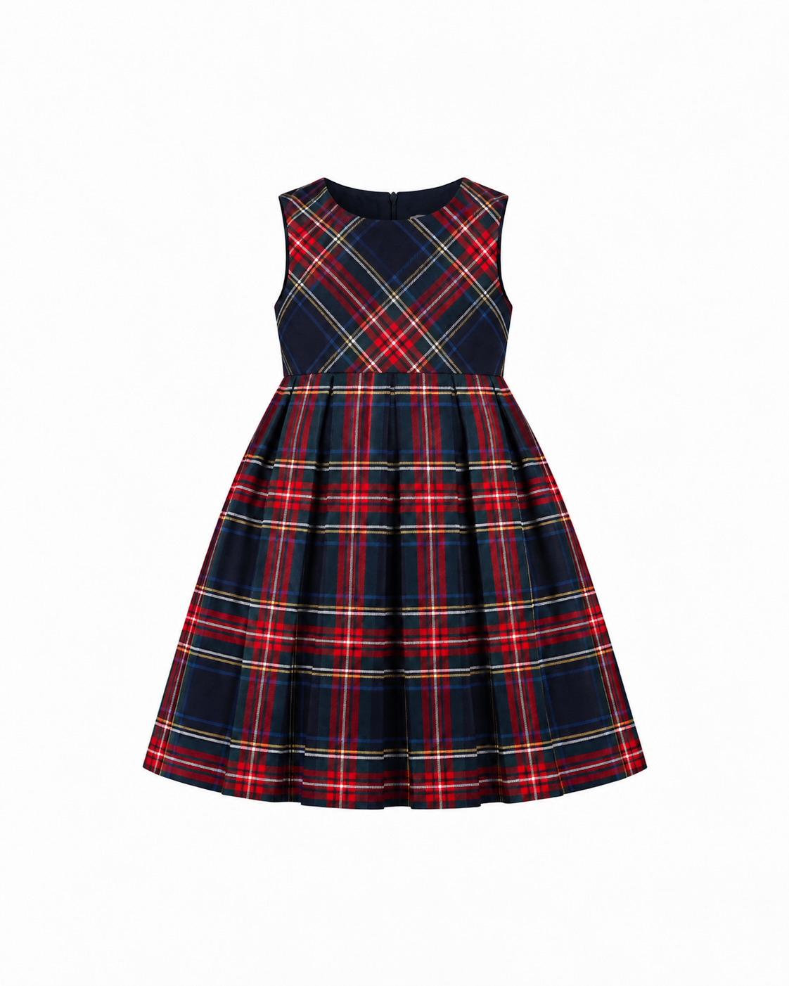 Vestido Em Tartan Escocês Sem Mangas Com Fecho Nas Costas