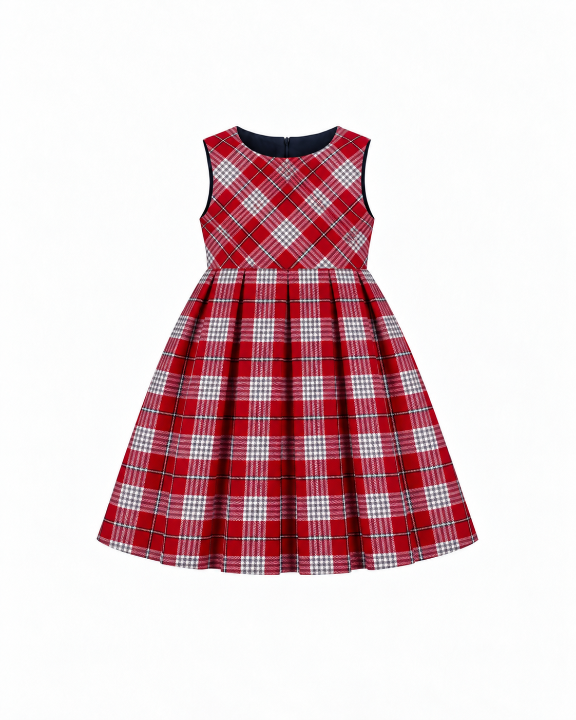 Vestido Em Tartan Escocês Sem Mangas Com Fecho Nas Costas