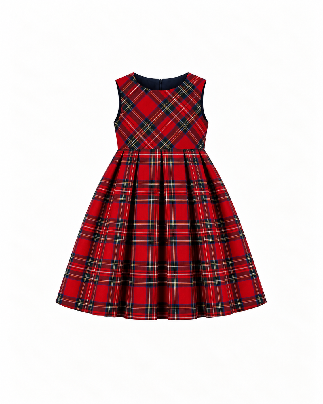 Vestido Em Tartan Escocês Sem Mangas Com Fecho Nas Costas