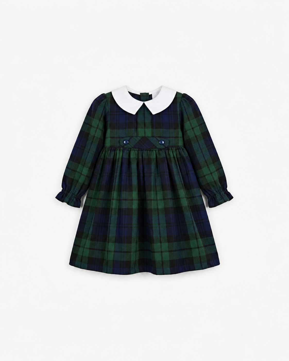 Vestido De Tartan Escocês Com Gola Branca