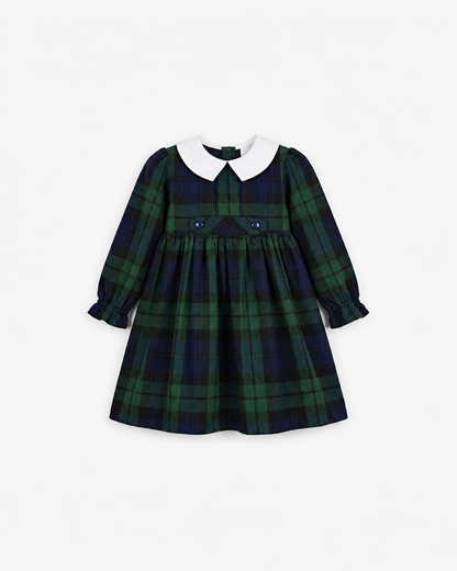 Vestido De Tartan Escocês Com Gola Branca