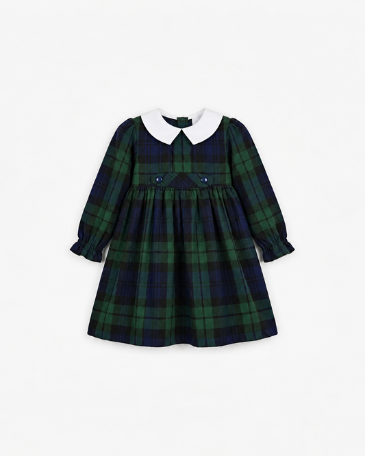 Vestido De Tartan Escocês Com Gola Branca
