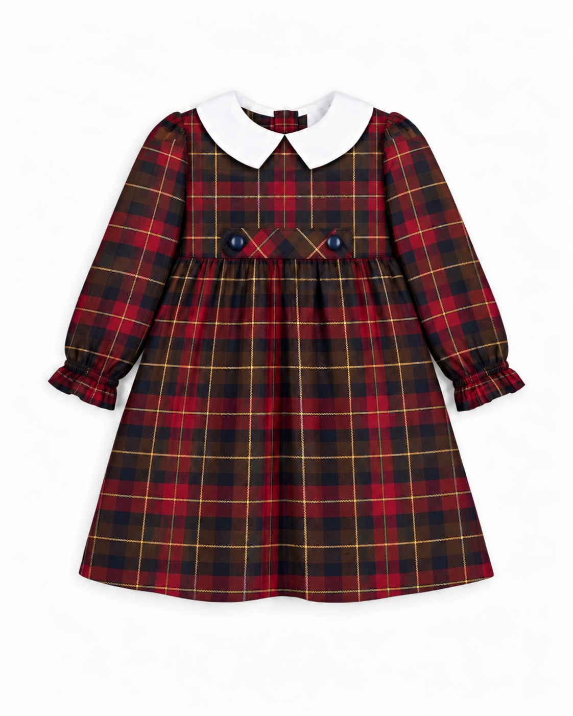 Vestido De Tartan Escocês Com Gola Branca
