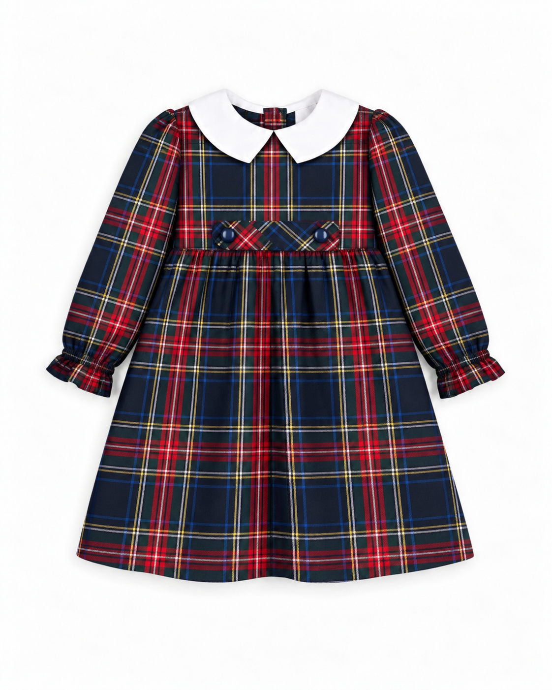 Vestido De Tartan Escocês Com Gola Branca