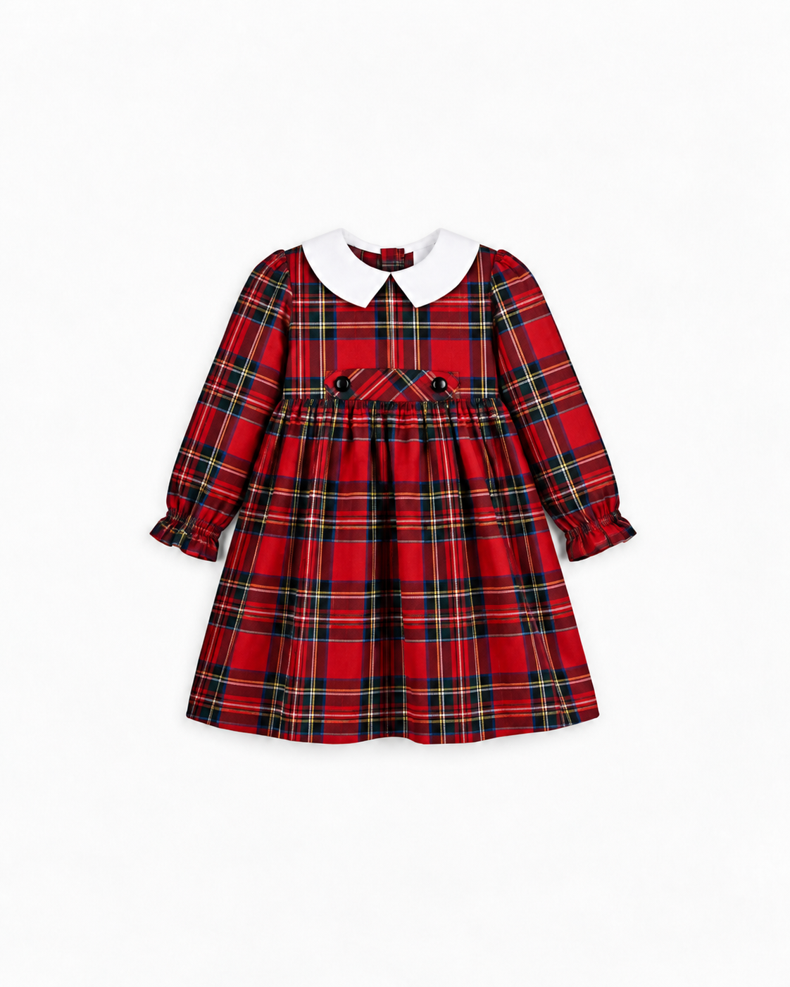 Vestido De Tartan Escocês Com Gola Branca