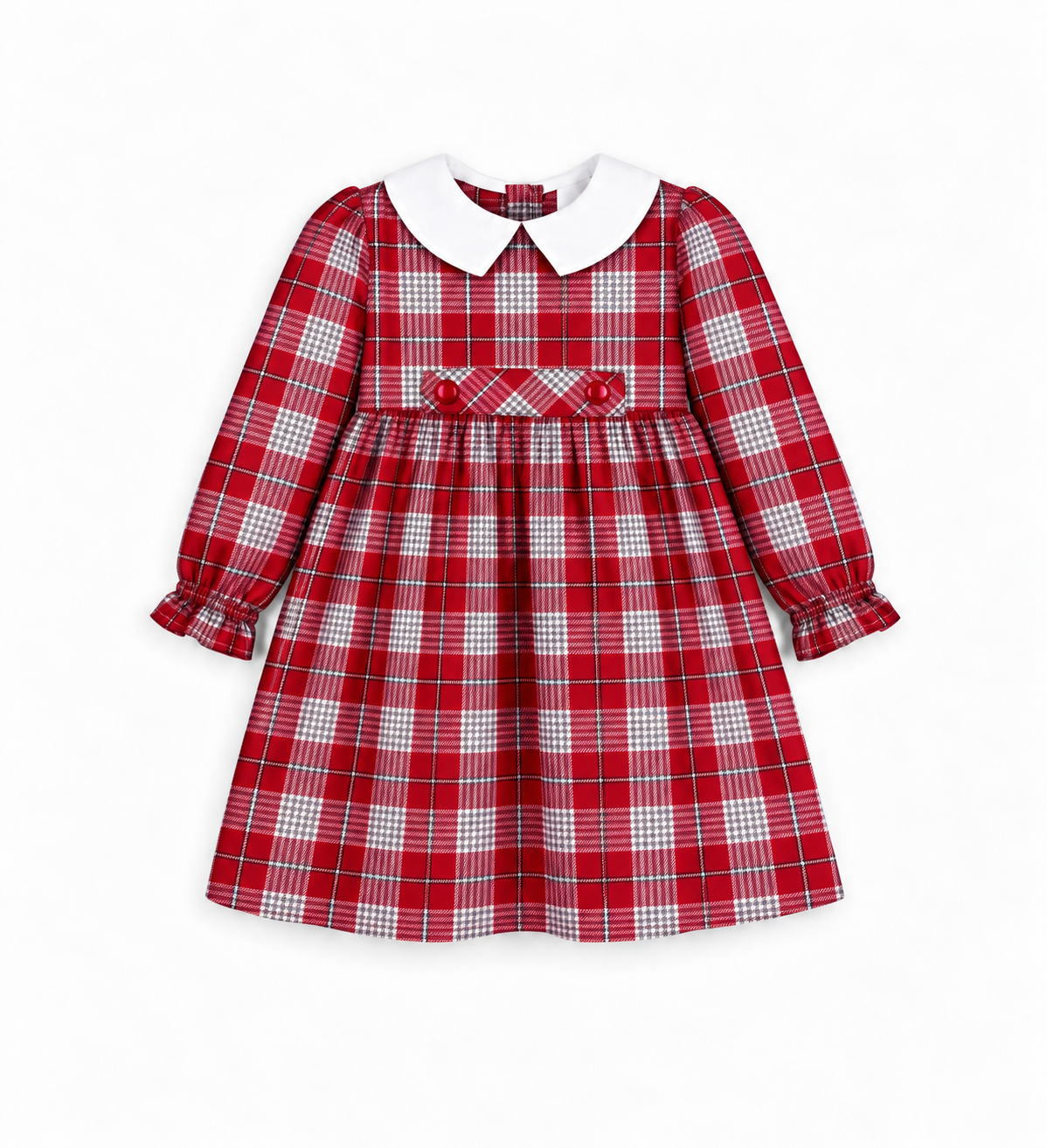 Vestido De Tartan Escocês Com Gola Branca