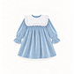 Vestido De Veludo Com Gola Rendada Amovível