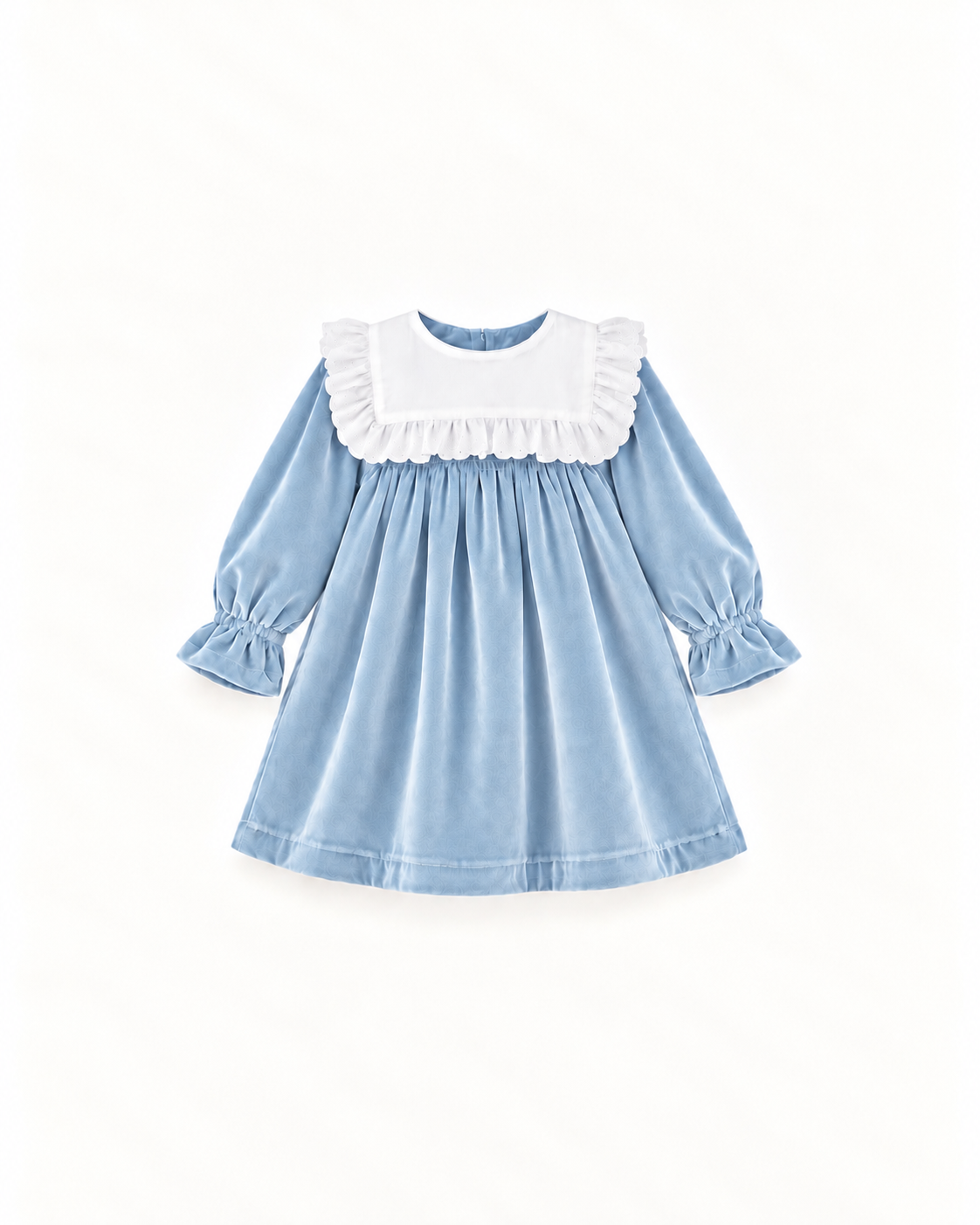 Vestido De Veludo Com Gola Rendada Amovível