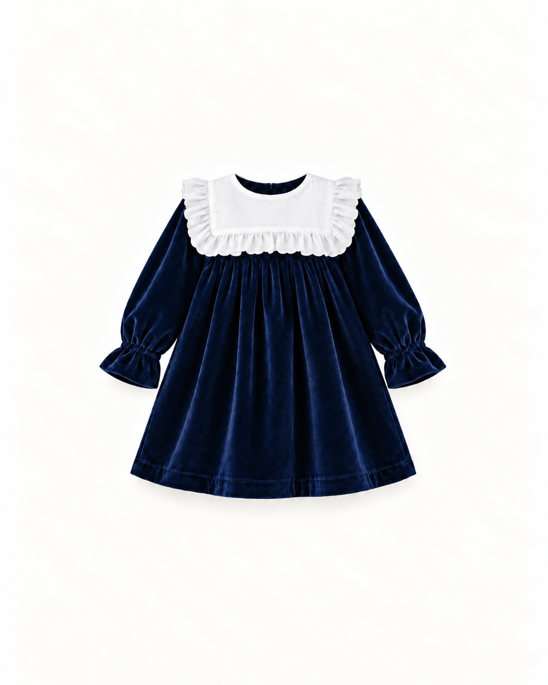 Vestido De Veludo Com Gola Rendada Amovível