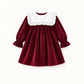 Vestido De Veludo Com Gola Rendada Amovível