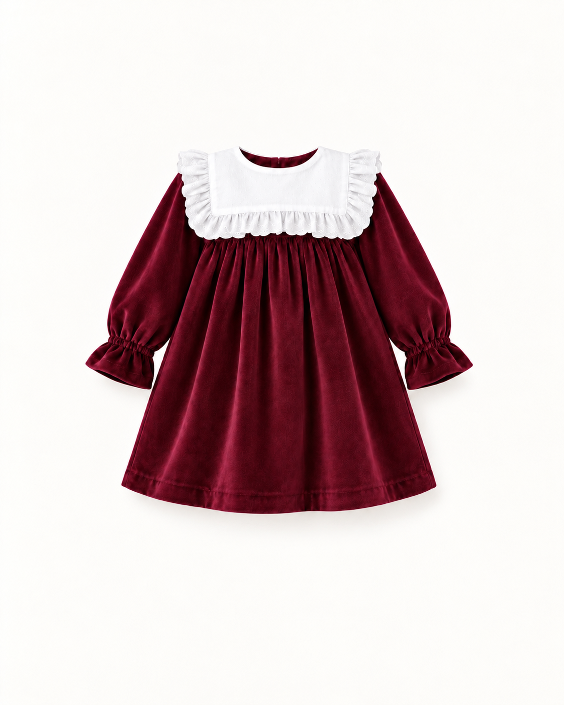 Vestido De Veludo Com Gola Rendada Amovível