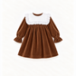 Vestido De Veludo Com Gola Rendada Amovível