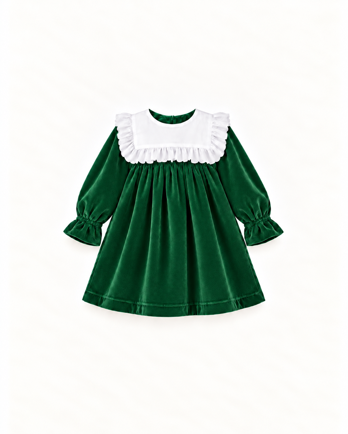 Vestido De Veludo Com Gola Rendada Amovível