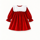 Vestido De Veludo Com Gola Rendada Amovível