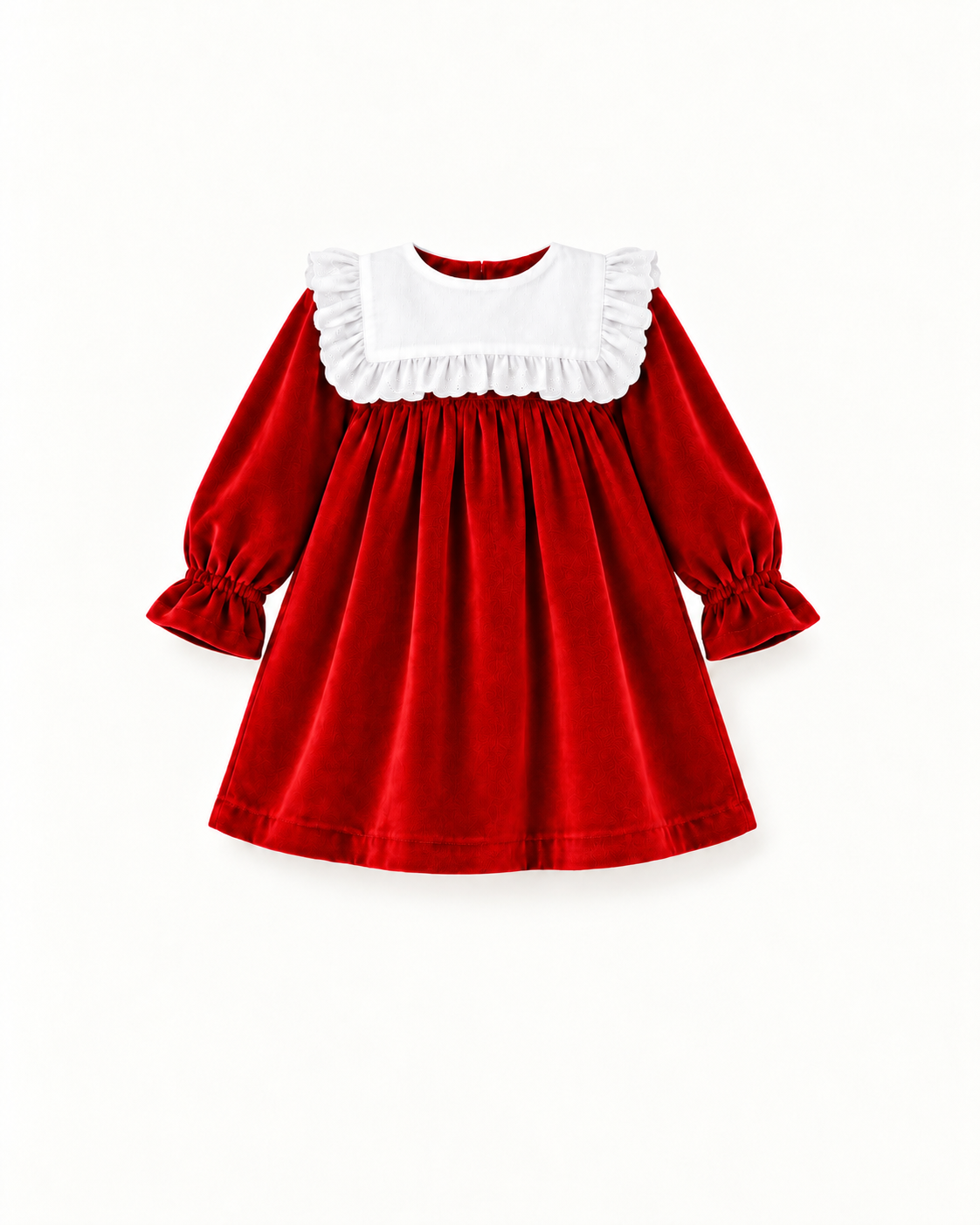Vestido De Veludo Com Gola Rendada Amovível