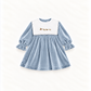 Vestido De Veludo Com Gola Bordada Amovível